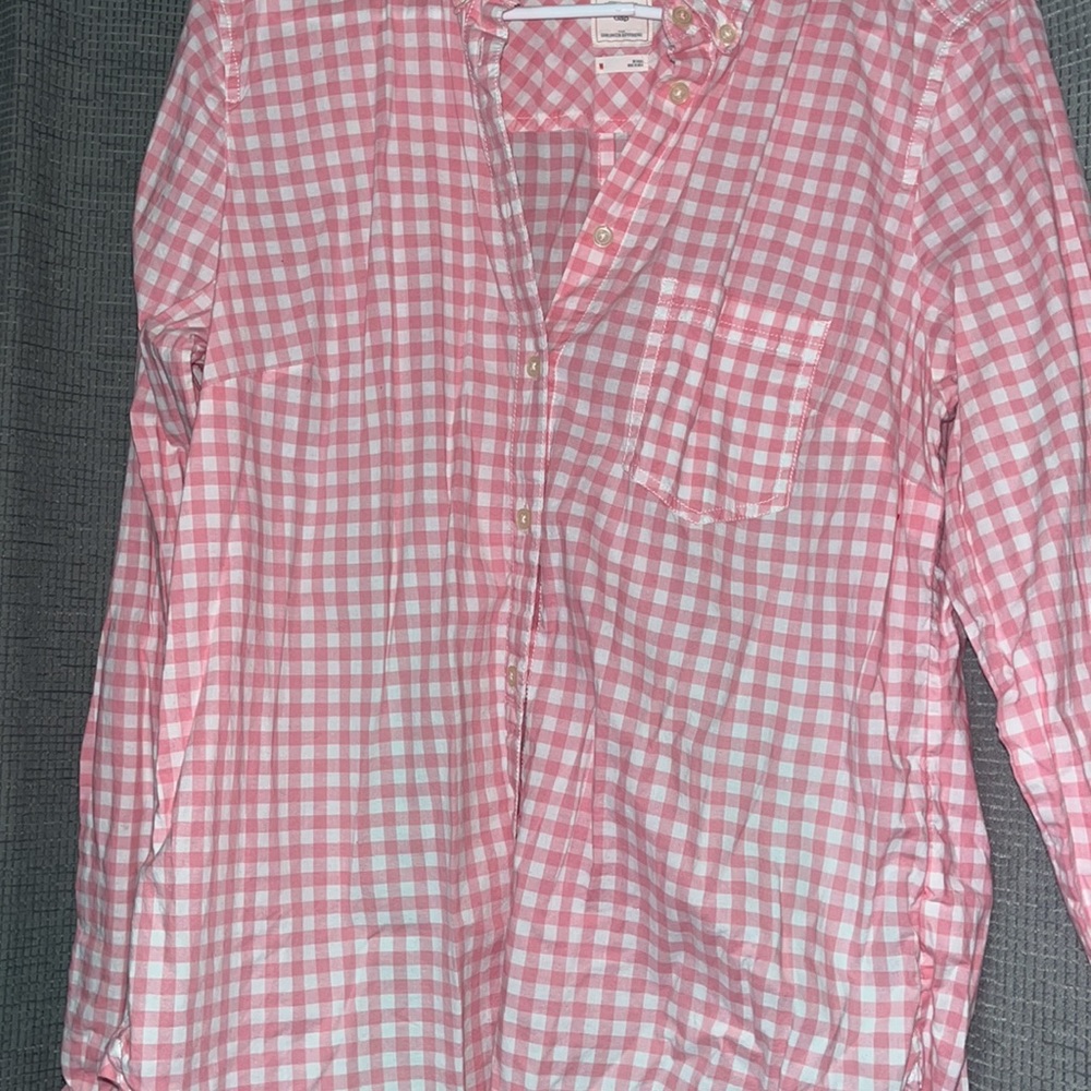 Gap Size Medium Pink Gingham Print Button Down Sh… - image 2